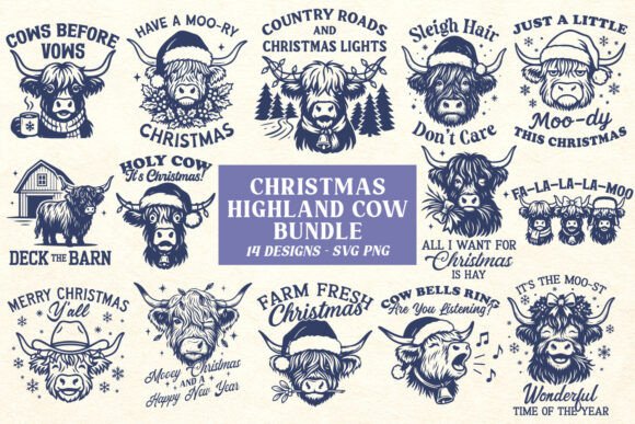 Download Christmas Highland Cow SVG PNG Bundle - Christmas highland cow svg Collection