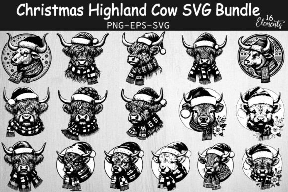 Download Christmas Highland Cow SVG Bundle - Christmas highland cow svg Collection