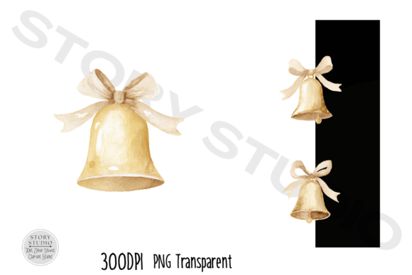 Download Watercolor Golden Bells Clipart Set - Bells Collection