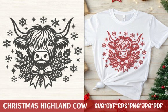 Download Christmas Highland Cow SVG Design - Christmas highland cow svg Collection