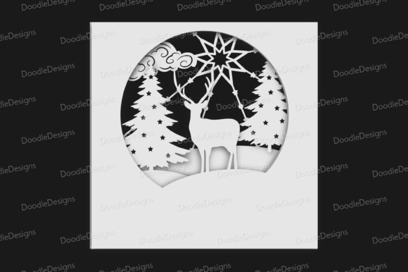 Download Deer Scene Layered Christmas Card Svg - Card Collection