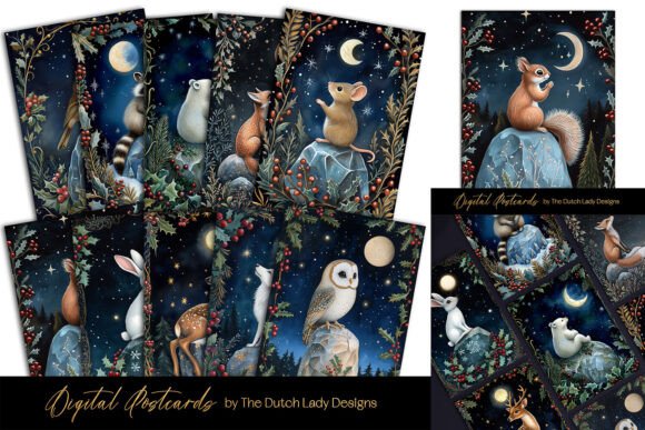 Download Holly &amp; Berry Christmas Animals Card Set - Card Collection