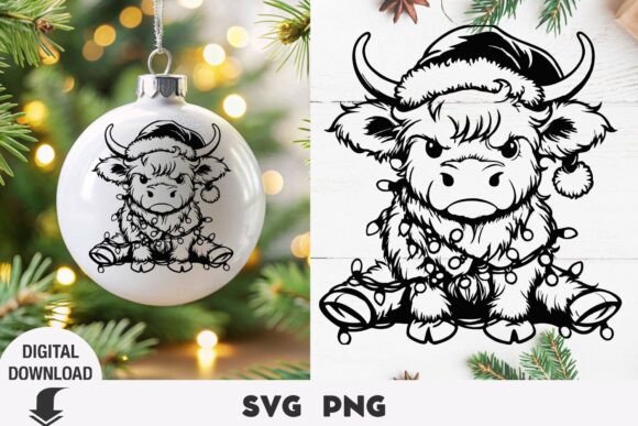 Download Christmas Highland Cow Svg, Cow Svg, Chr - Christmas highland cow svg Collection