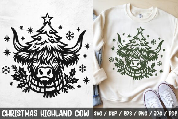 Download Christmas Highland Cow SVG Cut File - Christmas highland cow svg Collection