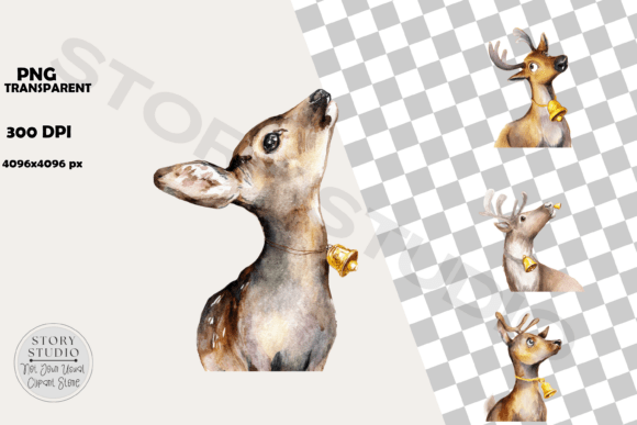 Download Cute Christmas Deer with Bells Clipart - Bells Collection